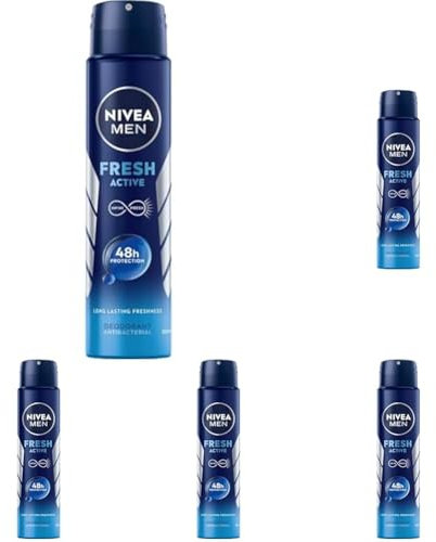 NIVEA MEN Deodorant Fresh Active Spray, 250 ml (Packung mit 5)