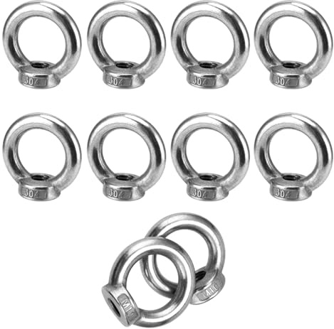 MUNGHOK 10 Stück Ringmutter M10 Edelstahl, Ringösen Augenmuttern Ösenmuttern Eignen Hardware Ösenschraube Gewinde Innengewinde Befestigungsschraube für Hebezubehör Befestigen Sie hängende Ornamente