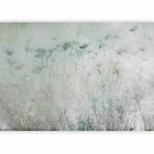 murando - Papier Peint Panoramique Intissé Nature 350x256 cm - Revêtement Mural pour Salon - Gris marron vert - Gentlestories tendances champs prairie fleurs plantes nature b-A-0824-a-b