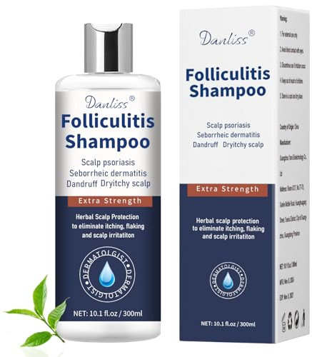 Anti-Schuppen-Shampoo für neigende Folikulitis, seborrhoische Dermatitis, für normale bis fettige Kopfhaut, lindert juckende und trockene Kopfhaut, Schuppen 10,1 oz