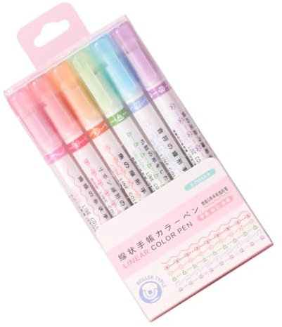 Fruusv Curve Highlighter Pen Set, 6 Different Shapes Markers, Multi