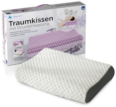 Relax Vital Traumkissen [Mit Druckentlastung] Nackenkissen - Kopfkissen - Anti Schnarchkissen - Gesundheitskissen - bestes Kissen für Seitenschläfer - Orthopädisches Kissen