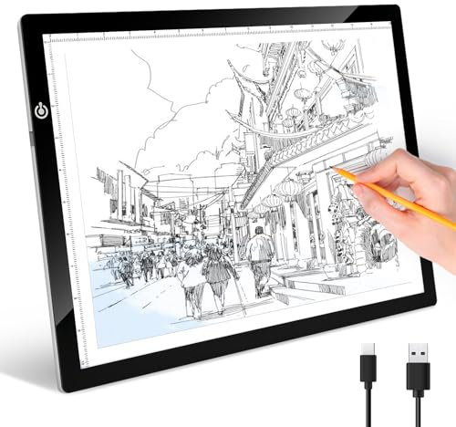 RTjoy A3 Slim LED Light Tracing Box Pad, Adjustable USB Powered Copy Board LED Tablet for Tattoo Transferring,DIY Drawing,Diamond Art,Sketching,Jäten Vinyl Craft
