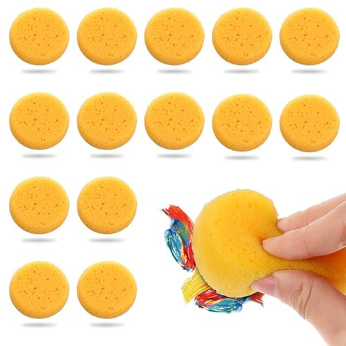 15 Pcs Pottery Sponges for Clay Ceramics Sponge 2.7 Inch Round Horse Bridle Cleaning Scrubber Pad Absorption Dish Washing Sponges for Pottery Kitchen Shoes Leather Care Housework Art Craft