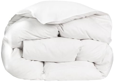 ZOLLNER Bettdecke 100% Baumwolle, Füllung aus 85% Federn und 15% Daunen, 135x200 cm, weiß