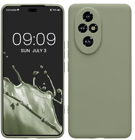 kwmobile Handyhülle für Honor 200 Pro Hülle - weiches Handy Silikon Case - Schutzhülle Cover - Graugrün