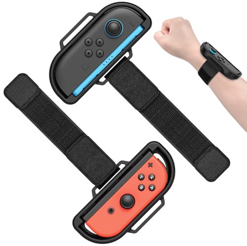 [𝐒𝐰𝐢𝐭𝐜𝐡 𝟐/𝟏/𝗢𝗟𝗘𝗗]Bracelets pour Nintendo Switch 2(2025)/Switch pour Just Dance 2026/2025/2024/Zumba Burn it Up, 2 Paquets de Bracelets Sécurisés&Doux pour JoyPad 2, Adaptés Adultes&Enfants