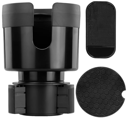 1 Pièce Grand Porte-Gobelets De Voiture avec Tapis en Silicone,Porte-gobelet de Voiture Cup Holder,Extension de Porte-Gobelet avec Base Réglable,pour Plupart des Bouteilles