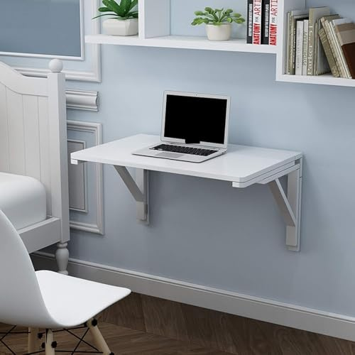 SJZHUYUE Wall Mounted Folding Table Floating Desk White Multiple Sizes(80 * 40Cm/32 * 16In)