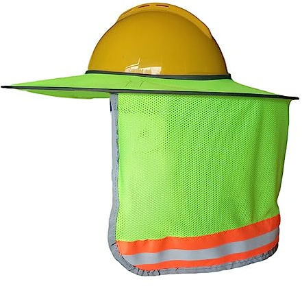 Schutzhüte mit reflektierendem Streifen, breite Krempe, schützender Netz-Sonnenschutz für Sicherheitshelm, HardHats, Zubehör, Bauhelme, Sonnenschutz