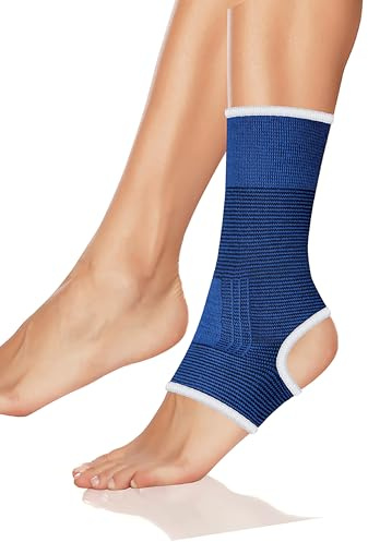 Edco FUßBANDAGE Gr.-S elastisch blau Sprunggelenkbandage Knöchelstütze Fußgelenk Bandage Sportbandage Sport Fitness Training (Größe S - 07)