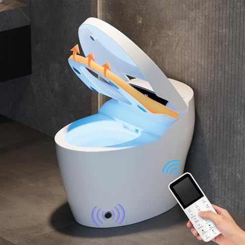 Homary WC Giapponese Intelligente con Bidet Incorporato, Bianco, 4.84 L/Scarico, Sedile Riscaldato e Funzioni Regolabili, Scarico a Sifone, Coperchio Manuale e Scarico Orizzontale, J021123584