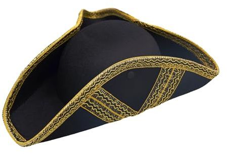 Makotex Dreispitz Piratenhut aus Filz für Kostüme, Karneval | Die Dreispitzform macht Piraten- und Musketierrollen sofort erkennbar; zwei Größen erleichtern die passendere Auswahl.
