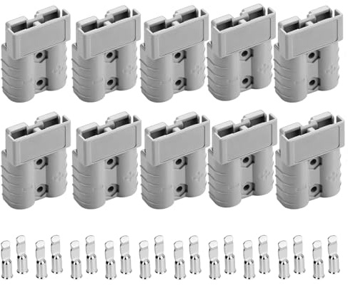 joonnair Connettore Anderson 50A 600V,connettore per Batteria, Kit Connettore Batteria 50A per Auto Camper Caravan Barca Sistemi Solari, Grigio