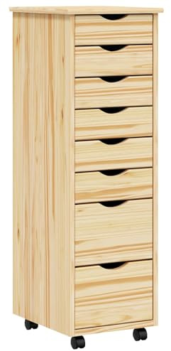vidaXL Rollcontainer mit Schubladen Moss 34 x 39 x 103 cm Klarlack