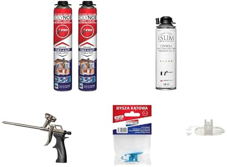 POLYNOR PUR-Wärmedämmung in der Dose PRO – Set mit 8 Teilen – 2 Schaumstoffe – Schaumpistole – Sprühbare Wärmedämmung – Dämmung von Wänden, Dächern, Decken, Rohren – Aerosol 750 ml