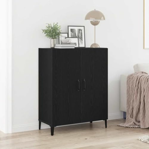 WDGJJFECNMUEHI Sideboard with 2 Doors and 2 Drawers, Modern Black Oak Look TV Stand & Entryway Storage Cabinet, 69.5x34x90 cm, Durable Engineered Wood, Assembly Required