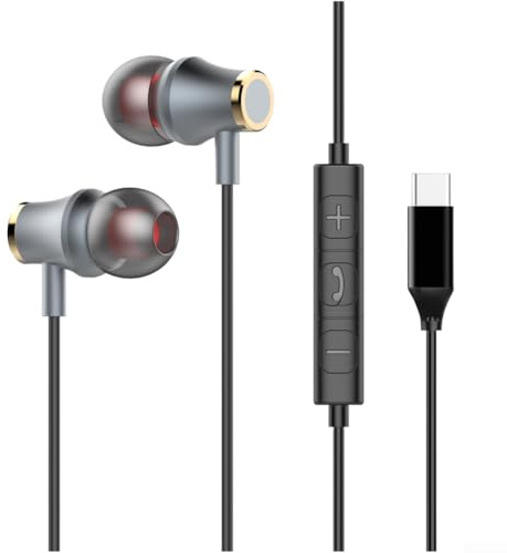 Wired Earbuds USB C 3.5mm In Ear HiFi Stereo, Headphones with Mic Sound Type C, for oppo for xiaomi for vivo Noise Cancelling Karaoke Design, Wired Earbuds for Mobile Audio Entertainment(A)
