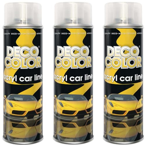 Deco Color 3er Sparpack MEGAFELGA 500ml - Felgenlack - Lackspray für Alufelgen und Stahlfelgen (3 Dosen 500ml Klarlack Matt)