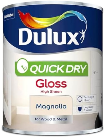 Magnolia Dry Gloss Paint 750ml | Interior Wood and Metal Paint | High Shine Durable Finish | Fast Drying Trim Paint for Doors Skirting Boards Radiators and Furniture