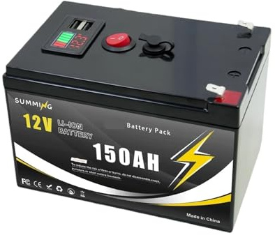 12V 200Ah Lithium LiFePO4 Deep Cycle Battery for Solar,Fish Finder,Lighting, Power Wheels Built-in BMS(12v 150Ah)