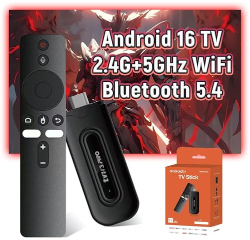 XIXIMENG TV3 PRO Android TV Stick Android 16.0 Stick with Bluetooth Voice Remote Control,2GB RAM + 16GB ROM,2.4G+5G WIFI & Bluetooth 5.4,H313 64-bit Quad Core ARM Cor-tex A53 Smart TV Sticks