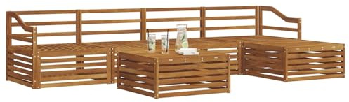 vidaXL Outdoor-Sofagarnitur 6 pcs Natur, Outdoor Sofa, modernes Gartenmöbel für Terrasse, gemütliches Sitzset, robust und stilvoll