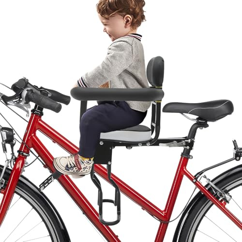 Bdneygtyr Kinder Fahrradsitz Vorne mit einstellbaren Pedalen & Sitzabstand, Tragfähigkeit 80kg, für Kinder 1-5 Jahre, geeignet für Fahrräder, E-Bikes & Mountainbikes, Schwarz