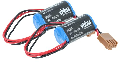 vhbw 2X Batterie kompatibel mit Omron C20PF, C500F, C500, C50K, C28PF, C28P, C40PF, C40P PLC Programmable Logic Controller (1700 mAh, 3,6 V, Li-SOCl2)
