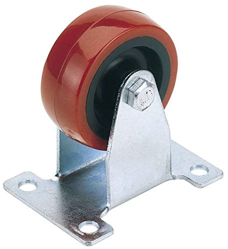 Draper 65517 75 mm Fixed-Plate Fixing Polyurethane Wheel (100 kg Safe Working Load)