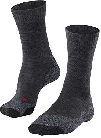 FALKE Women's TK2 Explore Hiking Socks, Merino Wool, Breathable Quick Dry, Mid Calf, Medium Padding, Athletic Sock, Grey (Asphalt Melange 3180), 6.5-7.5, 1 Pair