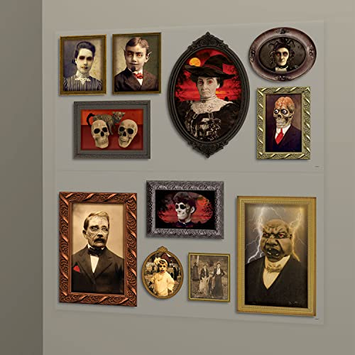 Amscan 673032 - Wanddekoration Gothic Portraits, Größe 165 x 85 cm, Wanddekoration, Wandtattoo, Mottoparty, Halloween
