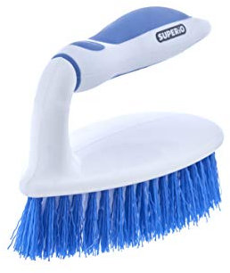 Superio Scrub Brush with Rubber Handle and Nylon Bristles, Blue
