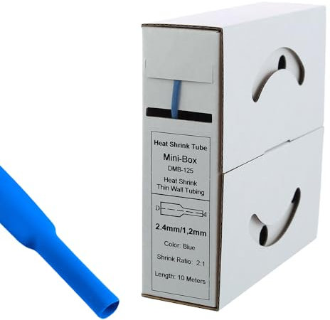 10 m Gaine thermorétractable 2,4 mm > 1,2 mm Bleu