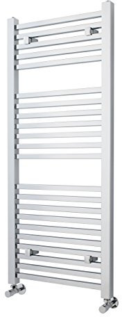 Nuie Radiator MTY109 | Modern Bathroom Vertical Square Heated Ladder Towel Rail, 1200mm x 500mm, Chrome, Set of 2 Pieces