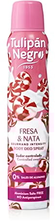 Tulipán Negro Desodorante Spray Fresa y Nata 200 ml, 0% Sales de Aluminio, Sudor Controlado