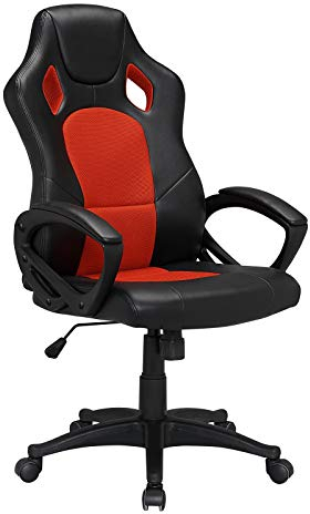 HTI-Line Chefsessel Racingstyle Daytona Bürostuhl Bürosessel Lederstuhl Rot