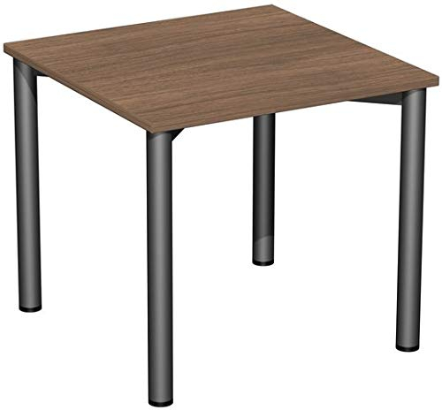 Geramöbel Konferenztisch Rundfuß Feste Höhe, 800x800x720, Nussbaum/Anthrazit