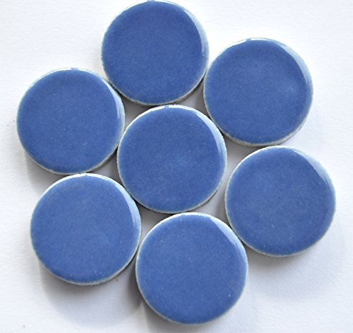 10 Stück keramische Mosaiksteine rund blau Durchmesser ca. 17-18 mm ca. 20g