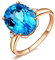 Bishilin Damen Ring Gold 750 Echt Groß Oval Topas 9ct Verlobungsringe Rosegold Hochzeitsring Diamant Gr.63 (20.1)