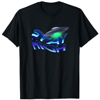 Stay High Ufo Shirt 80s Vaporwave Art RIP Retro T-Shirt