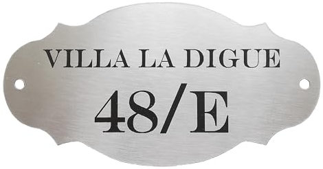 GUIZZO Creart - Targa Personalizzata con Nome, Via e/o Numero Civico Esterno, in Acciaio Inox - Targhetta Personalizzata Made in Italy, Targhetta Porta Ingresso Personalizzata Multiuso, 13,5x7H cm