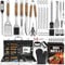 Cifaisi Set di utensili per barbecue per campeggio/cortile, 38 pezzi in acciaio inox, accessori per grigliare con tappetini per barbecue, custodia in alluminio, termometro per uomini e donne
