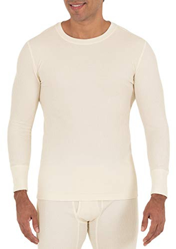 Fruit of the Loom Men's Recycled Waffle Thermal Underwear Crew Top (1 and 2 Packs), Natural, 3X