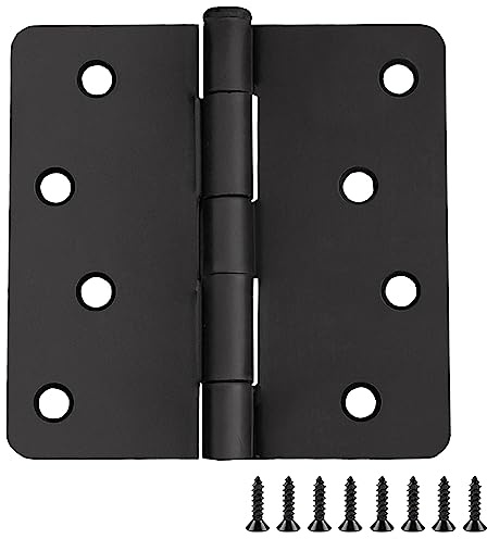 Design House Door Hinges for Interior Doors 3-Pack 4-inch x 4-inch, Design House 1/4-inch Radius Steel Door Hinge Door Hardware, Matte Black, 188946