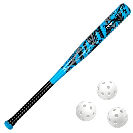 Ortiz34 Bat & Ball Set - Graffiti Plastic Bat & Ball Homerun Set- David Ortiz Backyard Baseball Set for Youth, Kids, Teenagers, Adults (Bat & Ball Set, Blue)