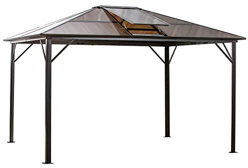 Outsunny 3.6x3x2.6 m Gazebo da Giardino con Tettuccio Apribile in Policarbonato Anti-UV, Struttura in Lega di Alluminio