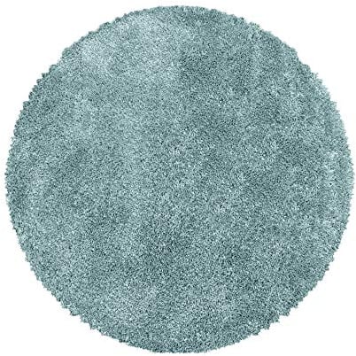 Carpettex Hochflor Teppich - Wohnzimmer Shaggy Flokati Modern Einfarbig 120 cm Rund Blau - Schlafzimmer Weich Flauschig Waschbar - Küche Esszimmer Langflor