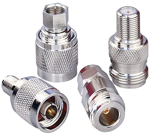 TUOLNK 4 Typ Set N-zu-F-Koax-Adapter-Kit F-Typ Buchse zu N-Typ Stecker Antenne RF-Koaxial-Koax-Adapter für Antennenverlängerungskabel N-Typ-F-Typ HF-Koax-Adapter-Kit