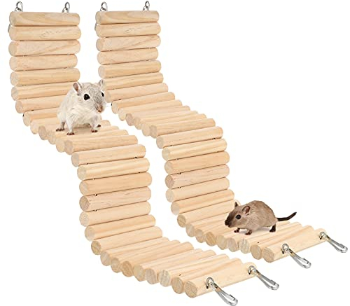 SOSPIRO 2pcs Wooden Hamster Ladder Bridge Small Animal Climbing Stair Bendable Rat Cage Habitat Toy for Hamsters Chipmunks and Other Small Animals